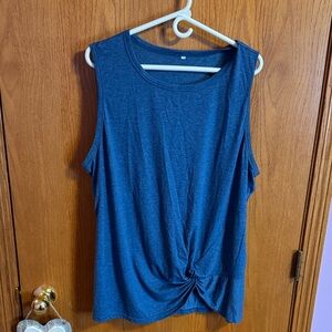 Sleeveless Blue Twist Knot Top